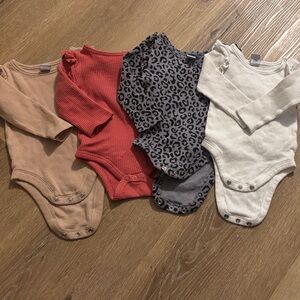 Old Navy Baby Bodysuit Set in Tan, Red, Gray, and Cream